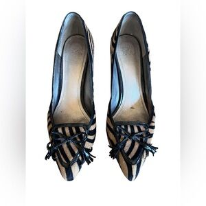 Joan & David Zebra Stripe Heels with Bow